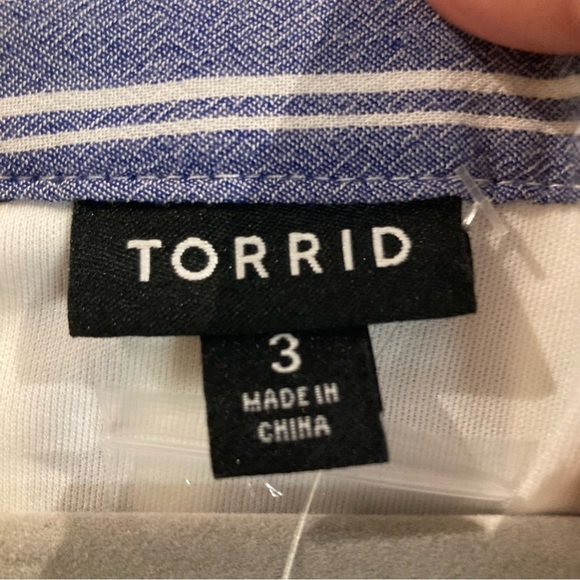 TORRID Sz 3 Blue & White Stripe Zip Front Drawstring Shirt Dress New with Tags - Picture 13 of 15